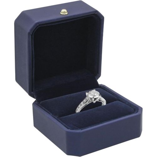 Boite Bague, Pu Cuir Porte Bague, Élégant Porte Alliance Peut Être Utilisé Pour Les Fiançailles, Mariage, Demande En Mariage, Anniversaire (Bleu)