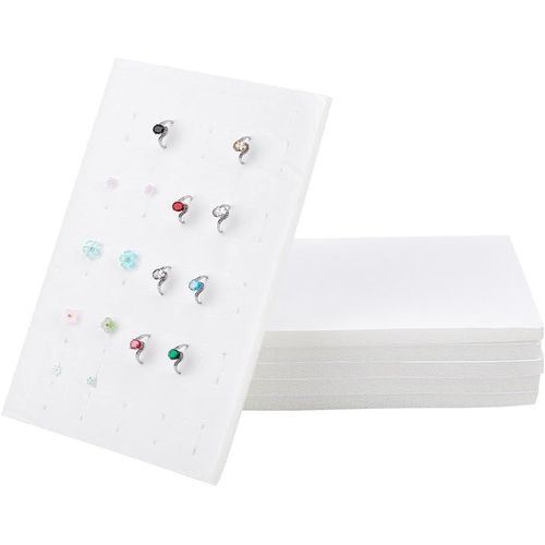 6pcs 100 Fentes Boîte À Bijoux Plateau Éponge Blanc Tampons D'insertion Présentoir De Bagues De Bijoux Support De Tampons Pour Plateaux Réguliers Salon De Détail À Domicile
