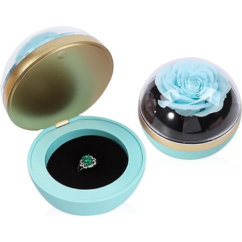 Boite Rangement Boite A Bijoux Casier Rangement Boite Boîte À Bagues Ronde Avec Roses Organisateur De Bagues Et Colliers (Bleu)