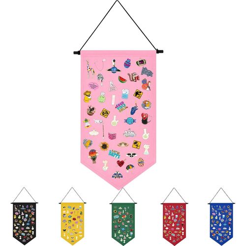 Boîte De Rangement Murale À Suspendre Pour Broches, Bijoux, Toile, Présentoir À Épingles, Bannière, Boucles D'oreilles, Collier, Épingles À Paillettes (Rose)