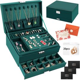 Boîte À Bijoux,3 Couches Rangement Bijoux,Écrin À Accessoires En Cuir Imperméable,Rangement Pour Bijoux,Bijoux Pour Femmes Pour Bracelets,Boucles D'Oreilles,Bagues,Colliers
