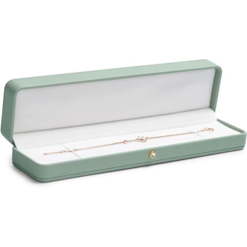 Longues Chaînes De Stockage De Bijoux, Pu Cuir Bracelet Colliers Boîte À Bijoux Boîte Cadeau Pour La Saint-Valentin Anniversaire (Vert)