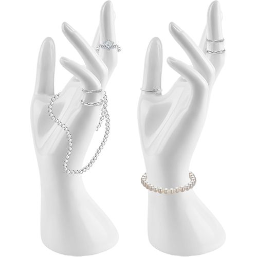 Lot De 2 Présentoirs À Bijoux Pour Bracelets, Bagues Et Bagues - Modèle De Main Féminine - Porte-Bijoux Pour Colliers, Bagues, Bracelets (Blanc)