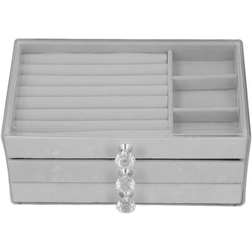 Organisateur De Bijoux En Acrylique, Boîte De Rangement À 3 Tiroirs, Présentoir De Bijoux Transparent, Étui Pour Boucles D'oreilles Et Colliers(Gris)