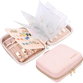 Trousse Bijoux Voyage, Pochette À Bijoux, Mallette Classeur Bijoux, Sac De Rangement Bijoux, Pour Colliers Boucles D'Oreilles Bagues -Rose