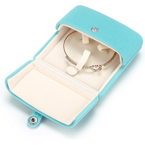 Boîte De Rangement En Velours Pour Bracelet, Boîte Cadeau, Présentoir À Bijoux (Bleu Cyan)