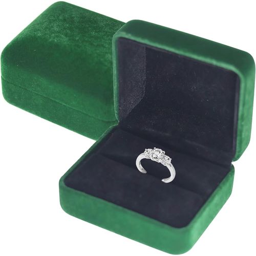 Boîte À Bagues, En Velours, 55 X 50 X 45 Mm, Pour Bague Et Boucles D'oreilles, Pour Demande En Mariage, Saint-Valentin, Anniversaire (Vert)