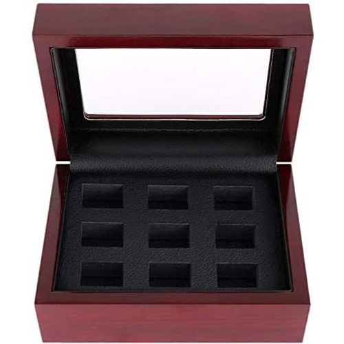 Boîte De Rangement Pour Bagues De Championnat En Bois - Présentoir Pour Bagues De Baseball - Boîte De Présentation Pour Bijoux - Sans Bague (9 Trous)