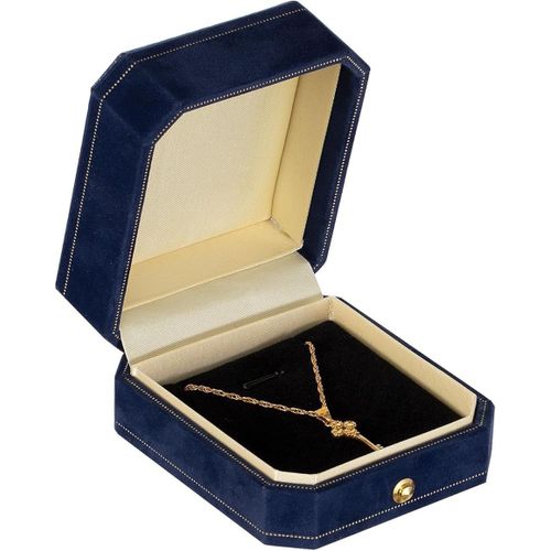 Boîte Cadeau En Velours Pour Collier, Pendentif, Longue Chaîne, Bijoux, Boucles D'oreilles, Bracelets, Pour Mariage, Fiançailles (Bleu)