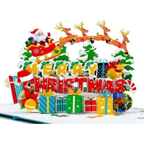 Merry Christmas - Carte De Noël Pop Up, 15x15cm, Carte Noel 3d (Joyeux Noël)