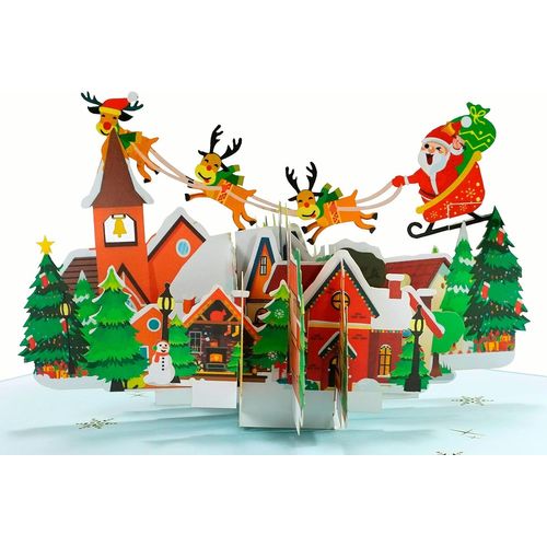 Christmas Scene - Carte De Noël Pop Up, 15x20cm, Carte Noel 3d (Scène De Noël)