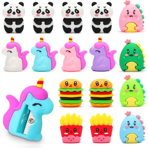 16pcs Dessin Animé Taille-Crayon Pour Enfants, Set Pinata D'anniversaire, Jouets Et Cadeaux Pour Filles De 3, 4, 5, 6, 7, 8, 9, 10 Ans, Petit Sac Cadeau D'anniversaire Pour Enfants Invités