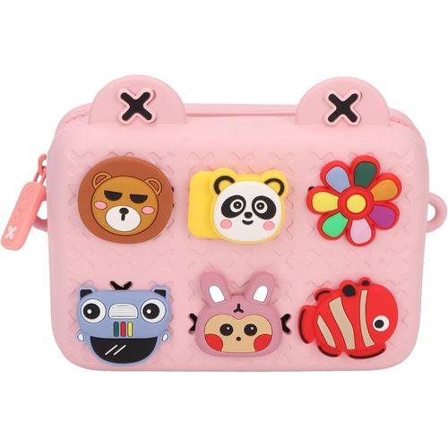 CHECARZHN--NO1-Sac À Bandoulière Pour Appareil Photo Pour Enfants, Bords Arrondis, Absorption Des Chocs, Jolis Décors, Sac À Bandoulière Pour Enfants Pour Éviter Les Rayures Pour Un U Quotidien, Rose