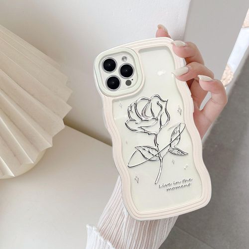 Kal-Coque Pour Iphone 15 Pro Max 6.7 Inch, Housse De Protection Wave Frame Etui En Militaire Protection Ultra Léger Et Mince Antichoc Tpu Bumper Cover Avec Résistant Aux Rayures - Rose Blanche
