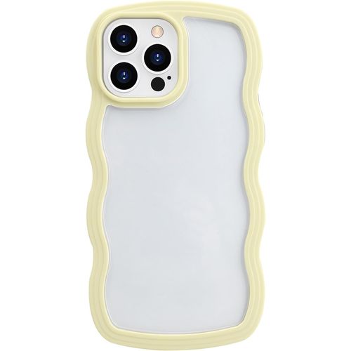Kal-Coque Pour Iphone 14 Pro Max 6.7 Inch, Housse De Protection Wave Frame Etui Cristal Transparent Case Ultra Léger Et Mince Antichoc Tpu Bumper Cover Résistant Aux Rayures - Jaune