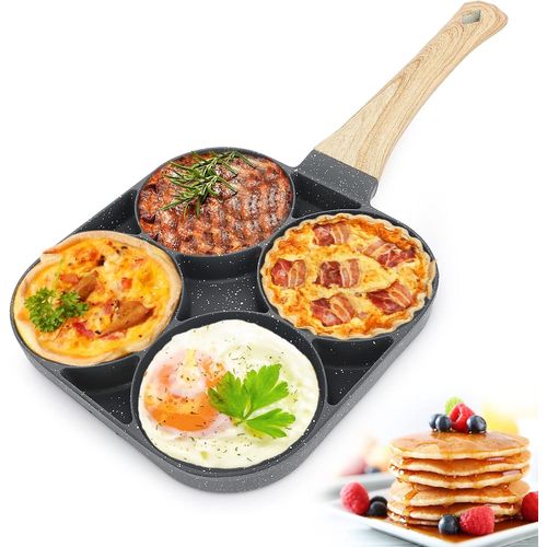 CHECARZHN--NO1-Poêle À 4 Emplacements, Poele Pancakes Induction, Poêle À Pancakes, Poele Pancakes,Poele Oeuf Au Pat,Pour Petit-Déjeuner Oeuf Au Plat Hamburger Pour Cuisinière À Gaz Cuisinière À Induc