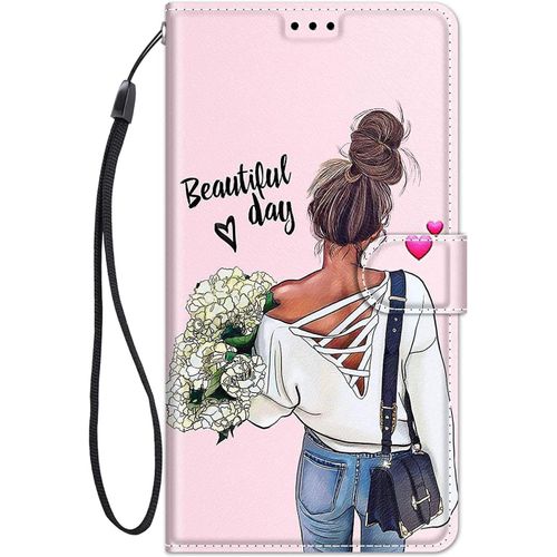 Kal-Chooseu Coque Pour Iphone 16 Housse Cuir Avec Protection Etui Portefeuille Antichoc Magnétique Étui À Rabat Et Folio Support Pochette Cover Élégant Motif Pour Filles Femmes Flip Case -Fille