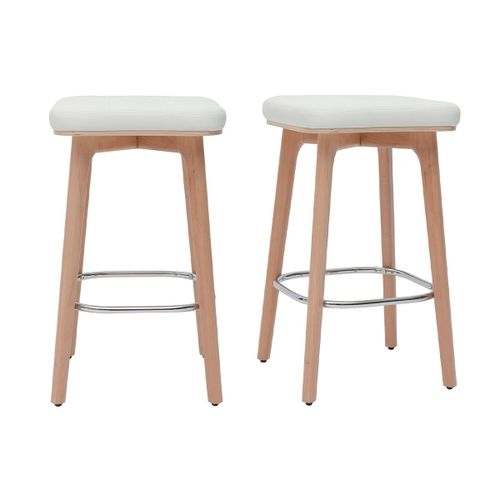 Tabourets De Bar Blancs Et Bois Clair 65 Cm (Lot De 2) Gramma