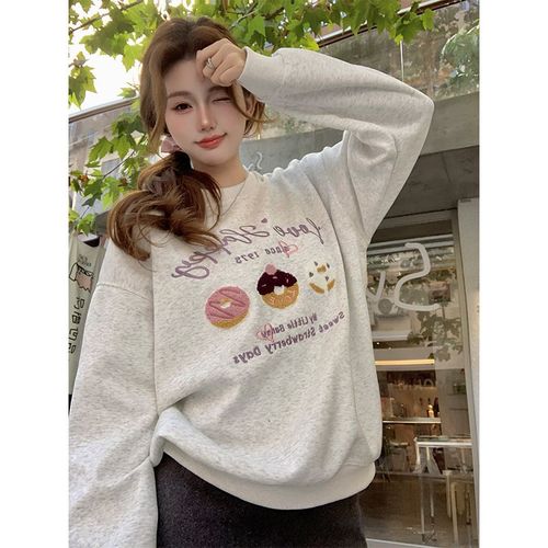Pull Ample En Pur Coton Et Velours Fin Pour Femme, Haut Décontracté D'automne