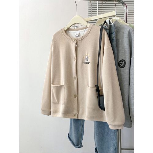 Cardigan Brodé En Composite Brossé, Haut À Manches Longues, Vêtements Tendance Pour Femmes De Grande Taille