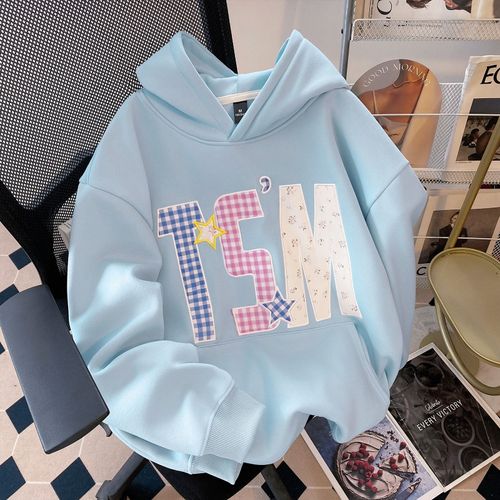 Sweat-Shirt En Peluche Et Épais Pour Femme Automne Et Hiver, Design Ample, Haut Chaud À Capuche Brodé