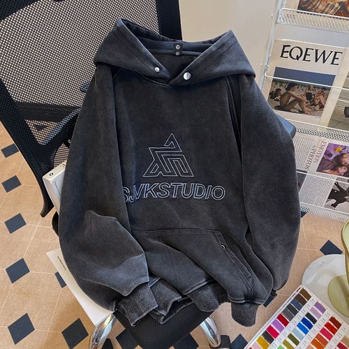 Sweat-Shirt Pur Pour Femme, Haut Ample À Capuche Brodé Fin Au Début Du Printemps