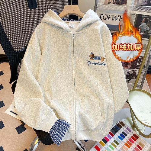 Veste Cardigan Épaisse Tendance En Velours Pur Automne Et Hiver, Haut Chaud À Capuche
