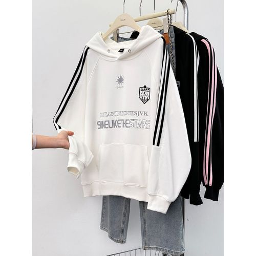 Sweats À Capuche Pour Hommes Et Femmes, Style Fin, Tendance Début De Printemps, Poche, Imprimé Rayé, Haut À Capuche