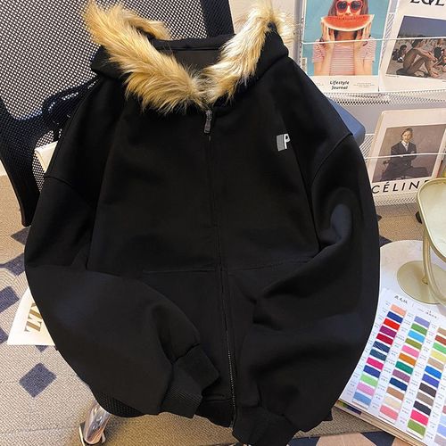 Veste Cardigan En Polaire Épaisse Avec Un Haut Chaud À Capuche Élégant