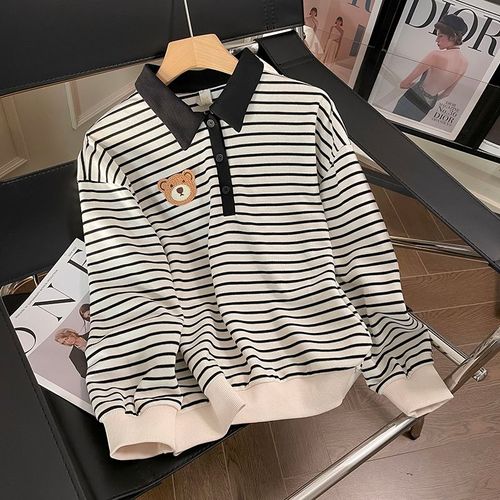 Sweat-Shirt Fin Pour Femme Avec Perles, Manches Longues, T-Shirt, Haut Court À Revers Brodé Début De Printemps, Vêtements Pour Femmes