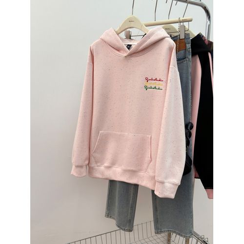 Sweats Femme Automne Et Hiver Avec Velours Et Broderies Épaisses Fleurs, Manteau Ample Mi-Long Avec Capuche, Hauts Femme