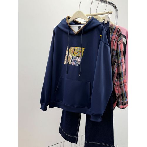 Pull En Coton Composite Pour Hommes Et Femmes Couples Début Du Printemps Broderie Fine Haut À Capuche Ample