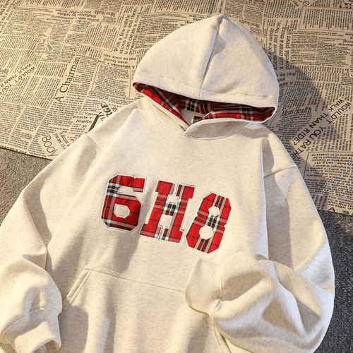 Sweat-Shirt En Peluche Et Épais Pour Femme Automne Et Hiver, Design Ample, Haut Chaud À Capuche Brodé