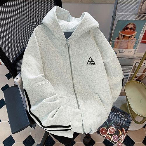 Sweats À Capuche Pour Hommes Et Femmes, Couple, Printemps Et Automne, Style Fin, Ample, Rayé, Fermeture Éclair, Cardigan, Veste, Haut À Capuche