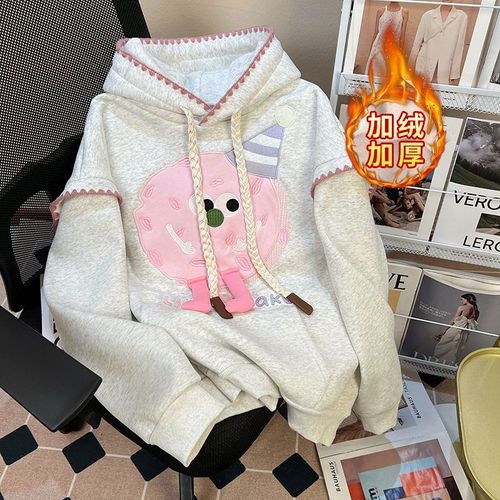 Sweat-Shirt En Peluche Pour Femme Avec Fleurs Brodées, Hauts Amples Et Chauds Pour L'automne Et L'hiver, Vêtements Pour Femmes Grande Taille