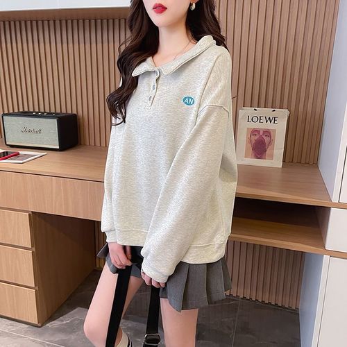 Sweat-Shirt Fin Pour Femme Au Début Du Printemps, Haut Court À Revers Brodé Pour Femme