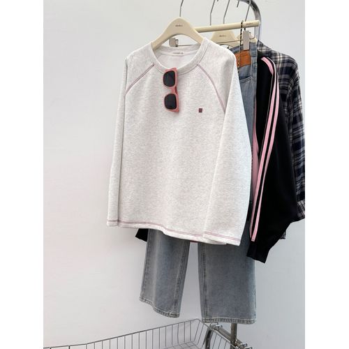 Sweat-Shirt Ample À Col Rond Brodé Pour Femme, Début De Printemps