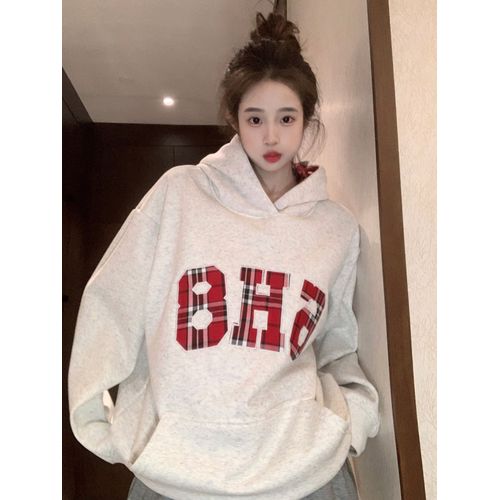 Sweat-Shirt En Peluche Et Épais Pour Femme Automne Et Hiver, Design Ample, Haut Chaud À Capuche Brodé