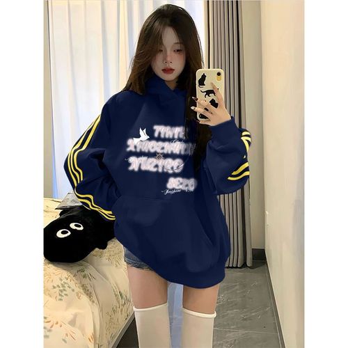 Sweat-Shirt À Capuche Imprimé À Trois Barres Pour Femme