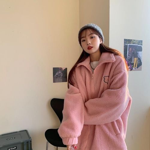 Manteau En Laine Ample Pour Femme, Automne Et Hiver, Épais Et À La Mode, Joli Haut En Peluche Ours