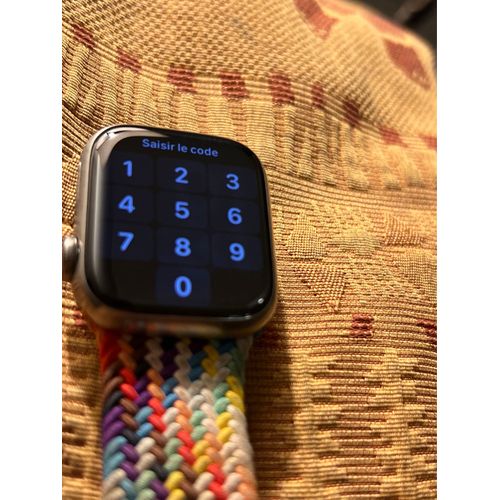 Apple Watch Series 7 Gps + Cellular 41mm Acier Inoxydable Graphite Bracelet Sport Bleu