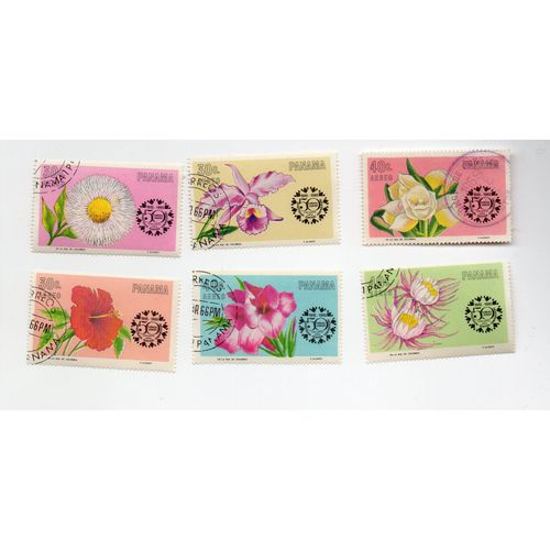 Panama- Série De 6 Timbres Oblitérés- Fleurs- Plantes