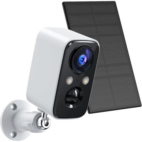 Caméra Surveillance WiFi Extérieure sans Fil avec Panneau Solaire,Caméra Surveillance WiFi avec Vision Nocturne Couleur, Détection Humaine PIR, Audio Bidirectionnel, Étanche IP66