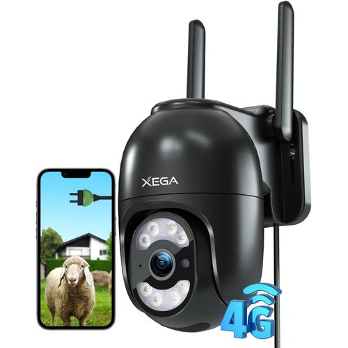4G LTE Caméra Surveillance avec Carte SIM, Filaire 24/7 Enregistrement Continu Extérieure Intérieure Camera,2K HD Détection Humaine/Mouvement Suivi Automatique Spotlight Sirène[Chargé par Câble]