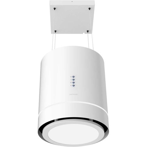 CHECARZHN--NO1-Hotte Aspirante 44Cm Îlot Rond Bolero Flux Cre 448000 White A++. Finition Blanche, Aspiration 800M3/H, Moteur 210W, Commande Electronique, Lumière, Filtre À Charbon
