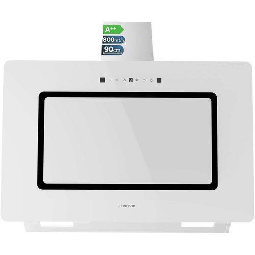 CHECARZHN--NO1-Hotte Aspirante Bolero Flux Dt 908000 Glass White A++ 90 Cm, 800 M³/H, Commande Tactile, 3 Niveaux De Puissance, Finition Verre Blanc, Moteur 210W, Contrôle Gestuel, Fonction Retard.