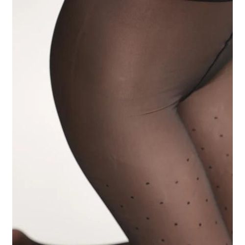 Dim Collant Chaud Effet Transparent Noir À Pois Thermo