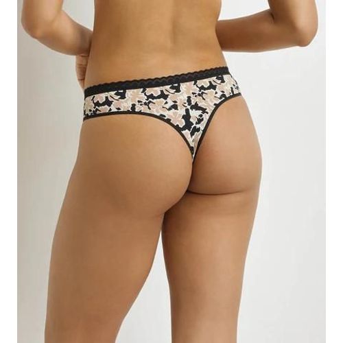 Dim String Femme Avec Dentelle Et Motif Floral Beige Daily Micro