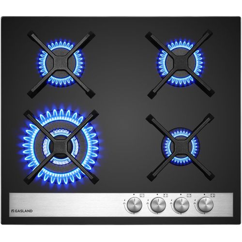 CHECARZHN--NO1-Gh6604Bg1Fc Plaque De Cuisson À Gaz En Verre, 4 Feux, Plaque De Cuisson Encastrable Avec Brûleur Wok, 60 Cm En Verre Noir, Cuisinière À Gaz Butane 8000 Watts, Compatible Lpg/Gaz Nature