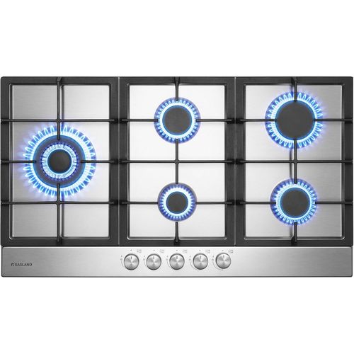 CHECARZHN--NO1-Gh2905Ss1Fc Table De Cuisson À Gaz Encastrable En Inox De 87 Cm, 5 Foyers Dont Un Brûleur Wok Haute Puissance, Compatible Gpl Et Gaz Naturel, Avec 2 Supports, 10400 W